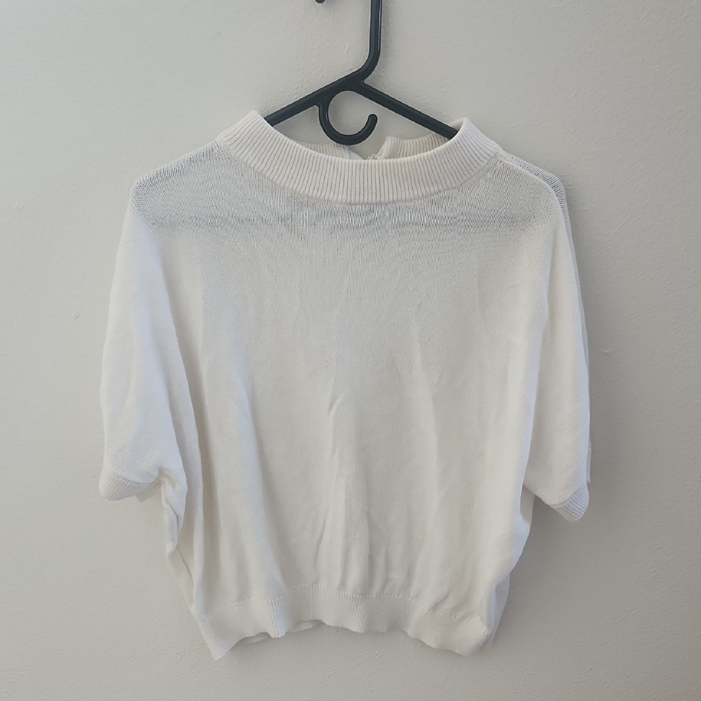 Ann Taylor Tie Back Short Sleeve Sweater Top